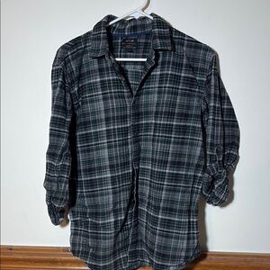 Apt. 9 Black and Gray Plaid Casual Button Down Shirt